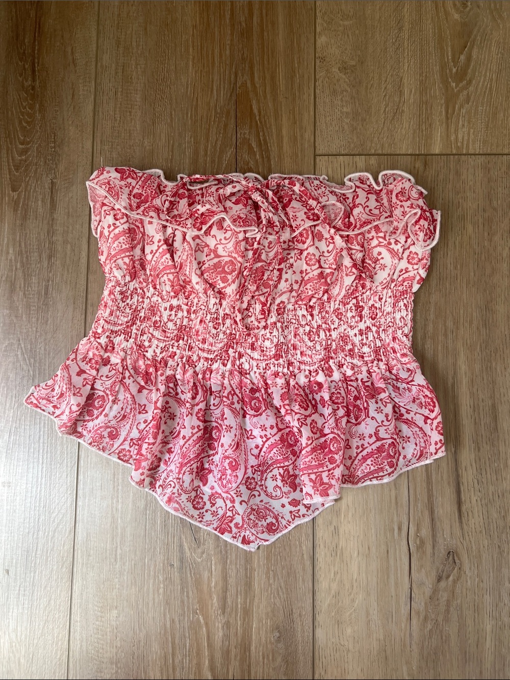 Pink Paisley Smocked Tube Top
